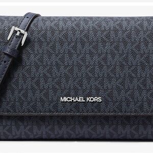 Michael Kors Logo-Print Crossbody Bag in Navy